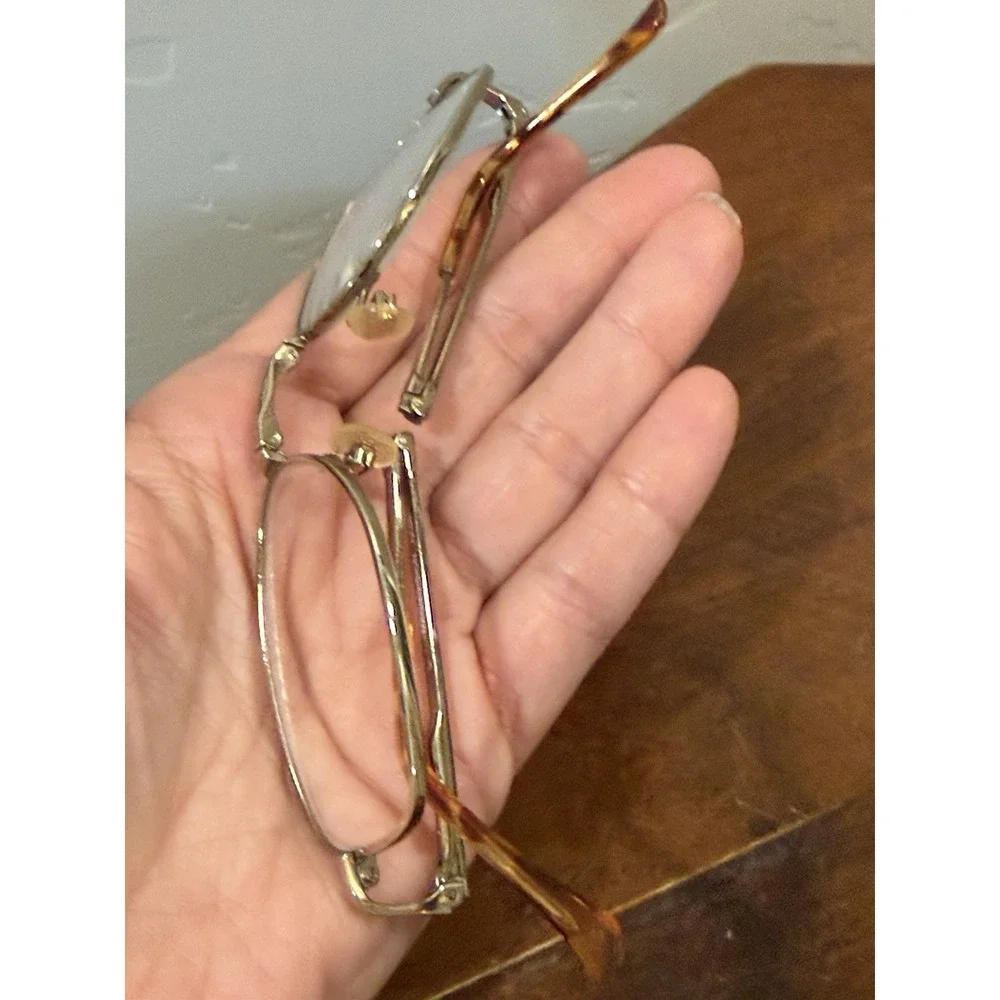 Vintage Retro Folding Glasses Frames Only Gold Metal Collapsible Temples
